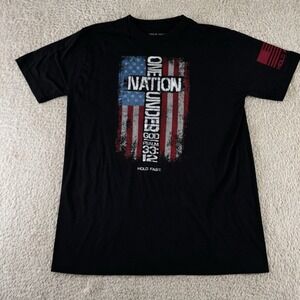 Hold Fast Nation Under God T-Shirt Mens Large Black Patriotic USA Psalm 33